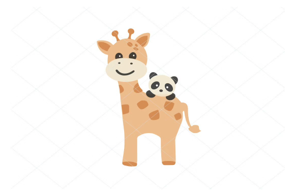 Adorable Baby Giraffe and Baby Panda Embroidery