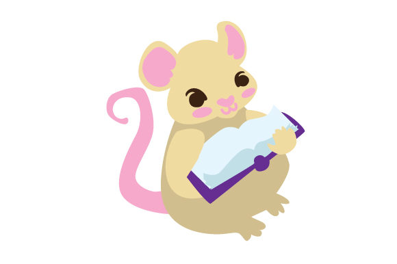 Charming Mouse Reading Book Embroidery Design