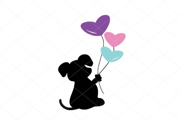 Puppy Holding a Balloons: A Charming Embroidery Design