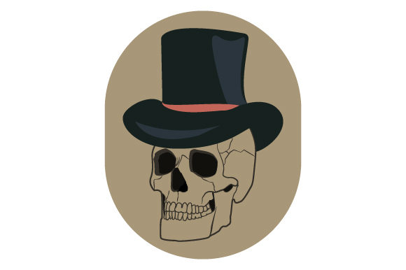 Skull with Top Hat: A Classic Tattoo Embroidery
