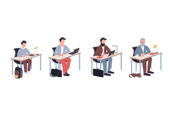 Student Life Flat Color Vector Faceless